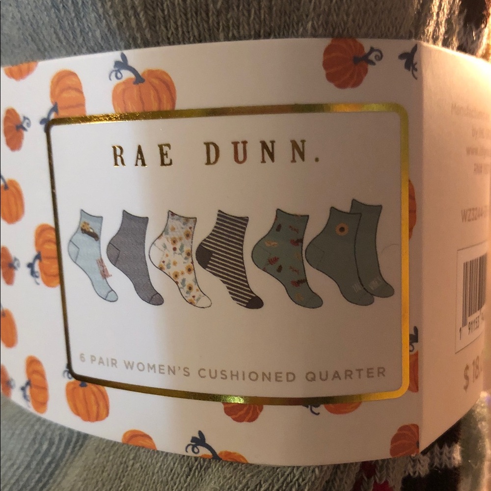 Rae Dunn Fall Themed 6 Pair Women’s Cushioned Quarter Socks Shoe Size 4-10 - Picture 4 of 12
